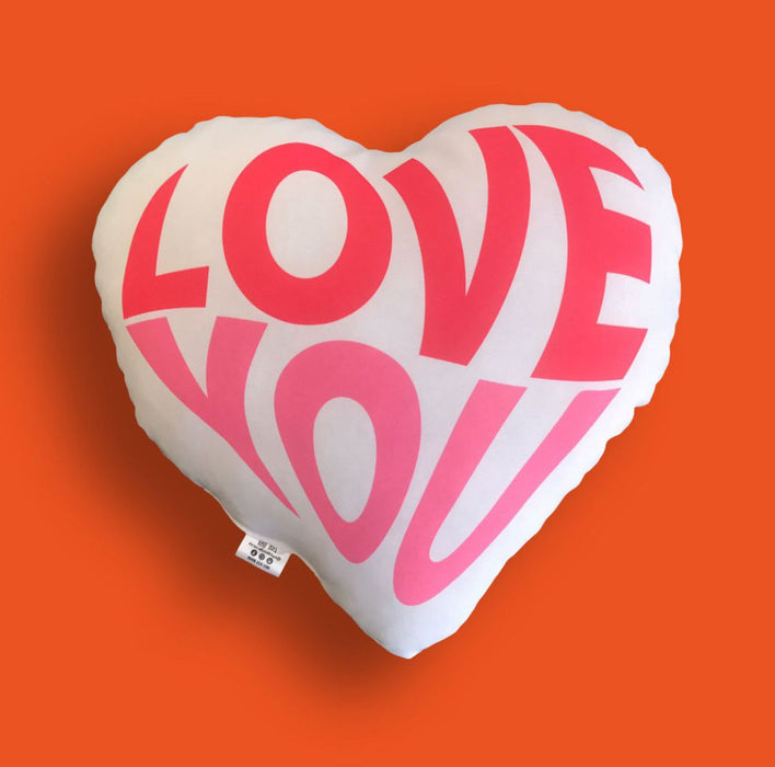 Love You Text Heart Cushion FREE DELIVERY